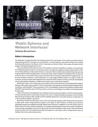 Public Spheres and Network Interfaces 