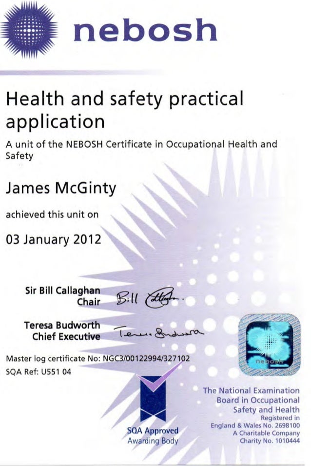 J McGinty_NEBOSH Certificate in Occupational Health & Safety
