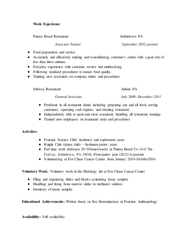 20+ Best Resumes Crew Member Panera Resumes - ResumeHelp