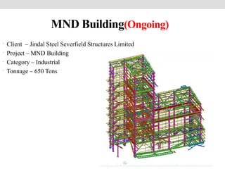 • Client – Jindal Steel Severfield Structures Limited
• Project – MND Building
• Category – Industrial
• Tonnage – 650 Tons
MND Building(Ongoing)
 