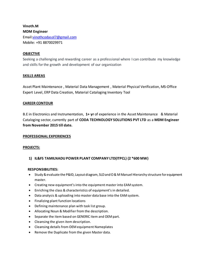 VINOTH M RESUME PDF Free Download VINOTH M RESUME PDF Free Download