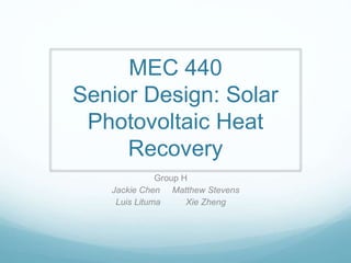 MEC441 - Solar Panel Cooling System | PPTX