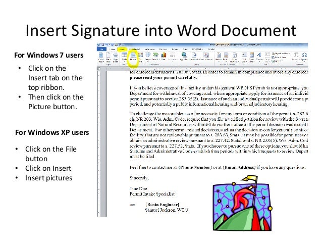 insert signature in word