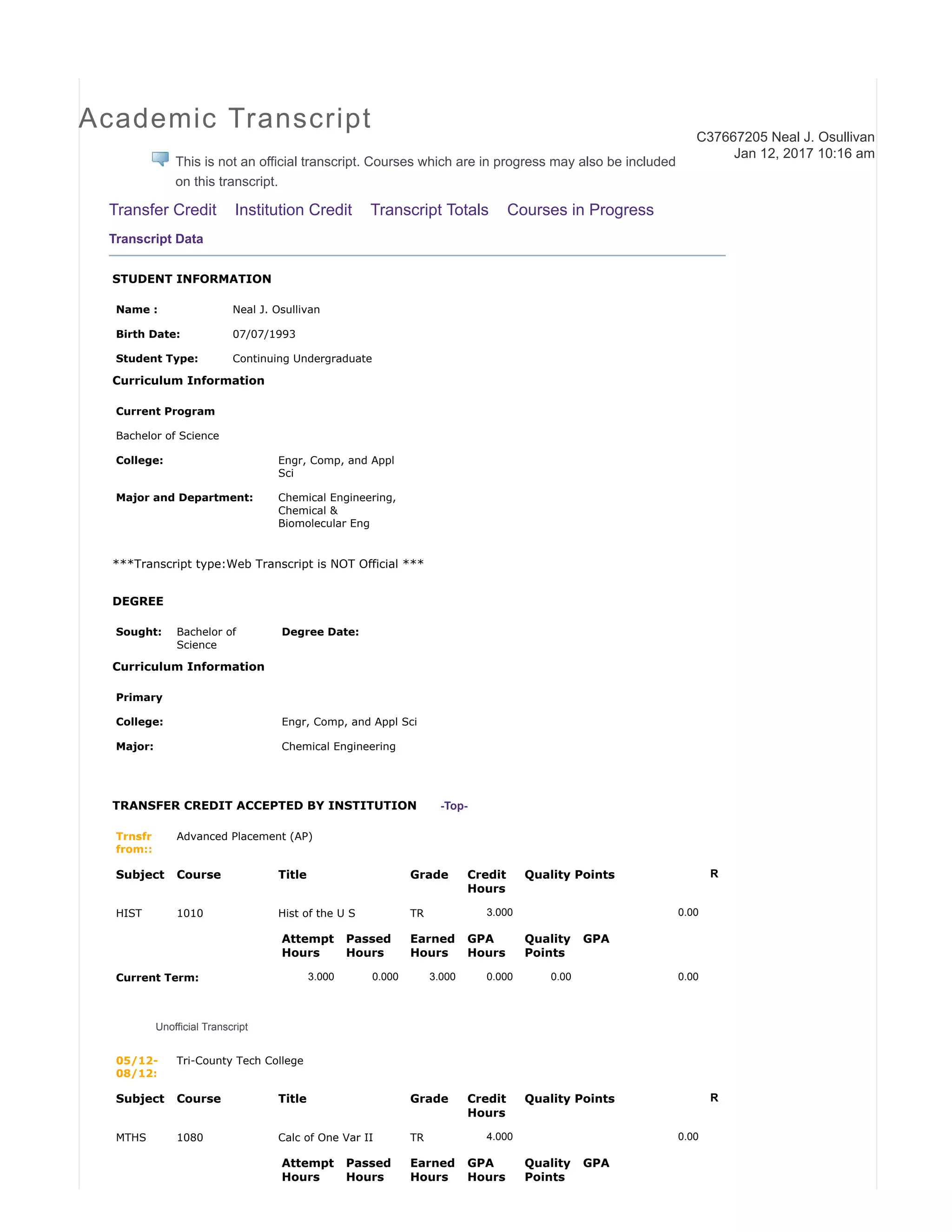Academic Transcript | PDF