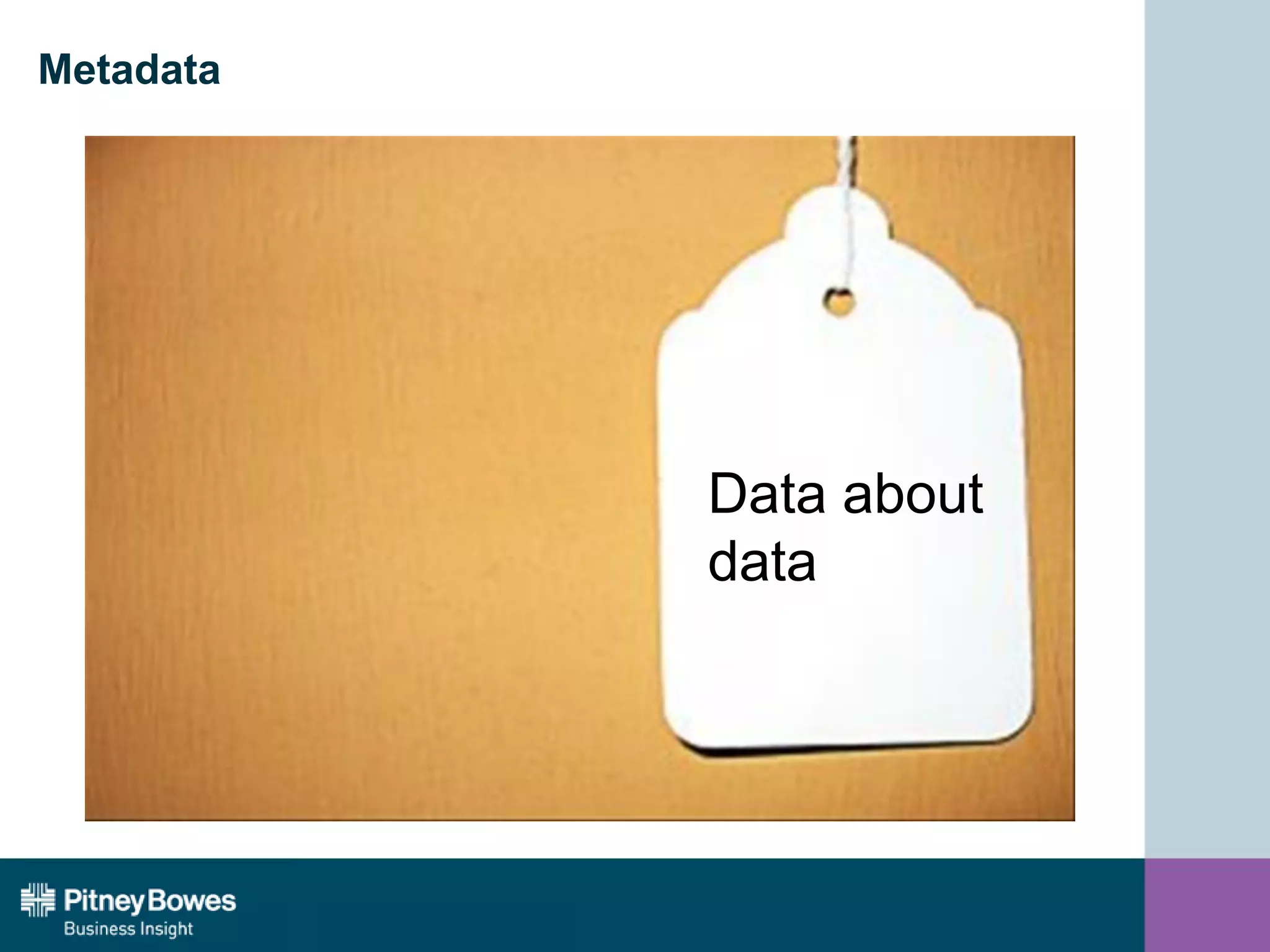 Metadata
Data about
data
 