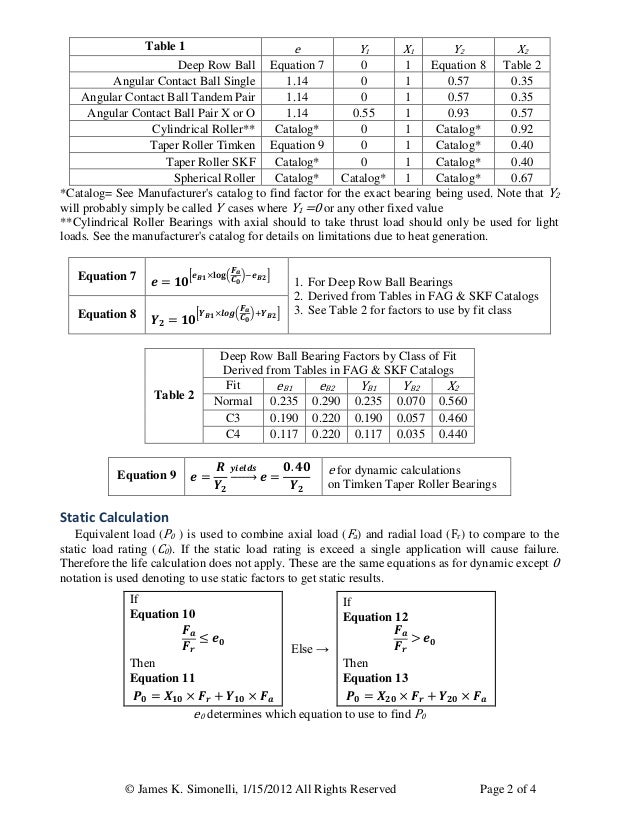 Bearing Equivalent Load