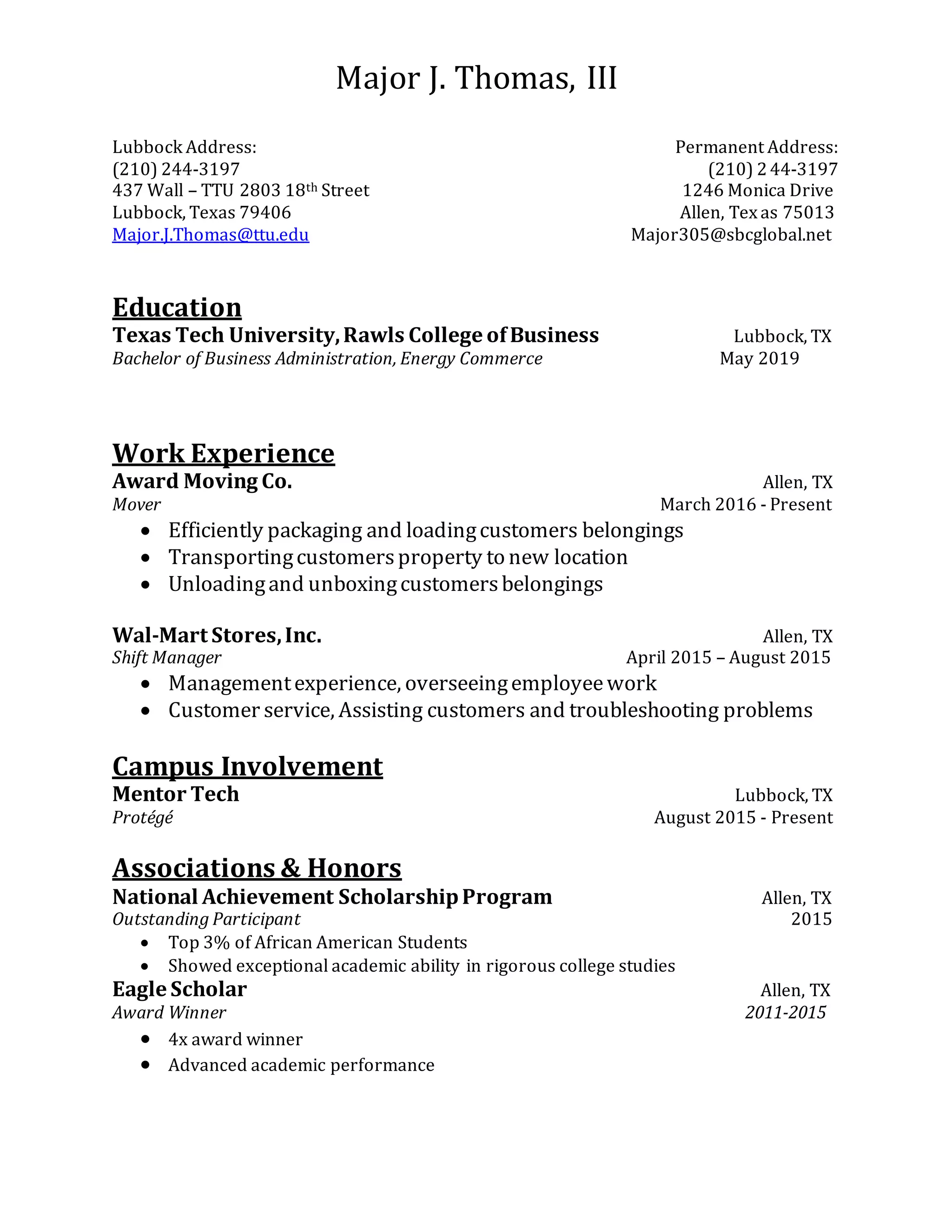 Resume MT III TTU DOCX Education
