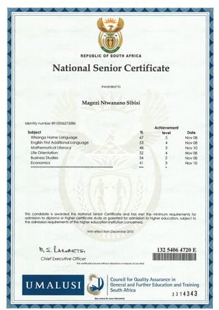 Ntwanano particulors