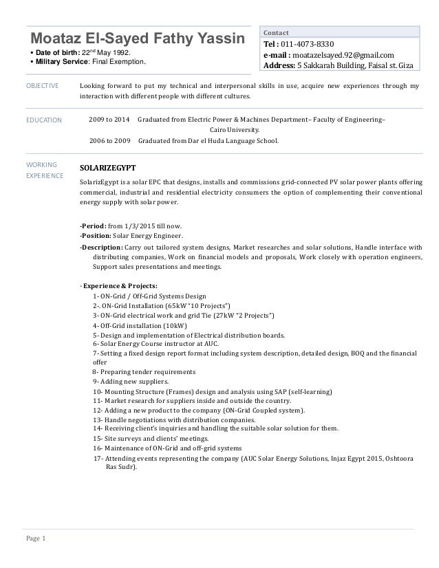 Moataz Yassin CV -Solar Energy Engineer-