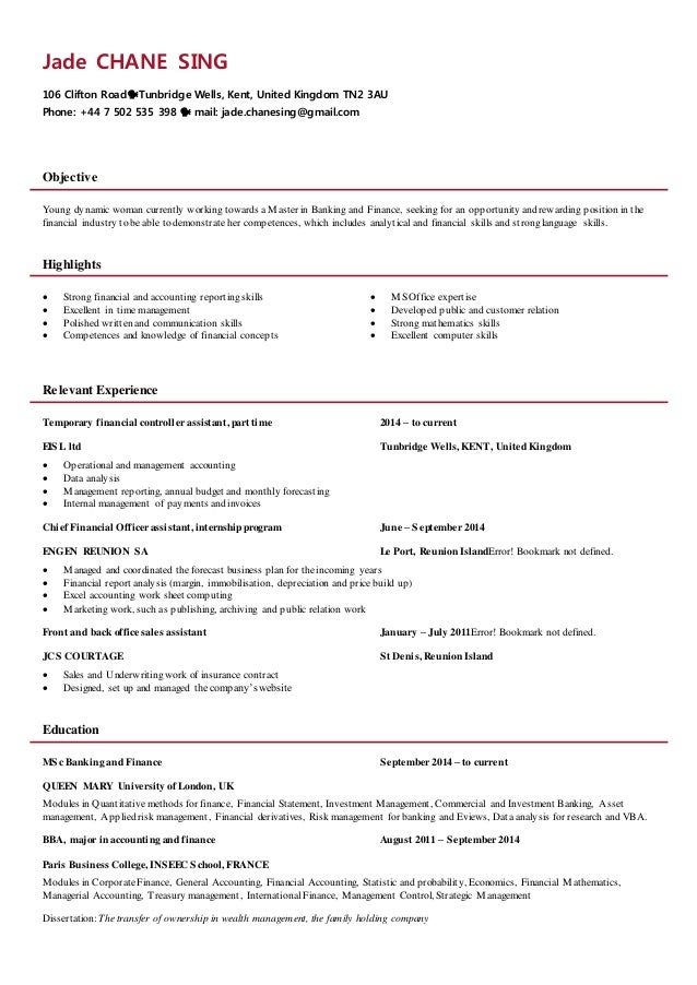 jade chane sing cv united kingdom cv template