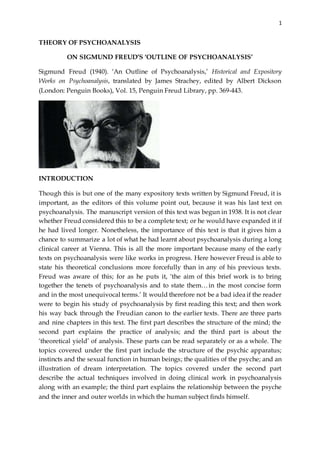 On Sigmund Freud's 'Outline of Psychoanalysis' | PDF