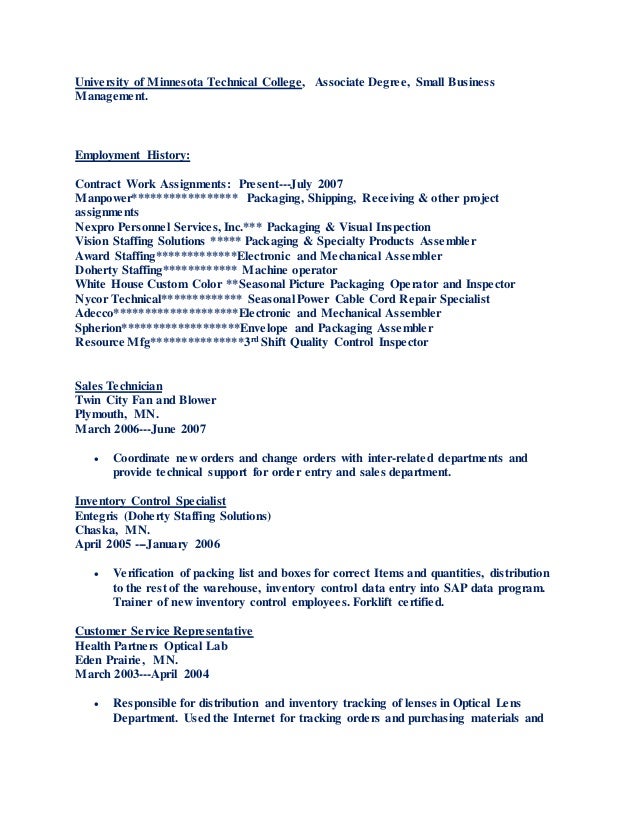 Contract job packaging resume sales send