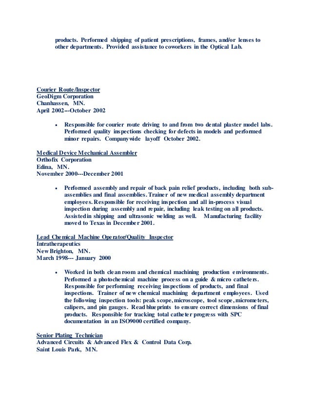 medical assembly resume