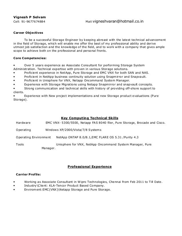 vignesh resume 1 2 storage engineer resume