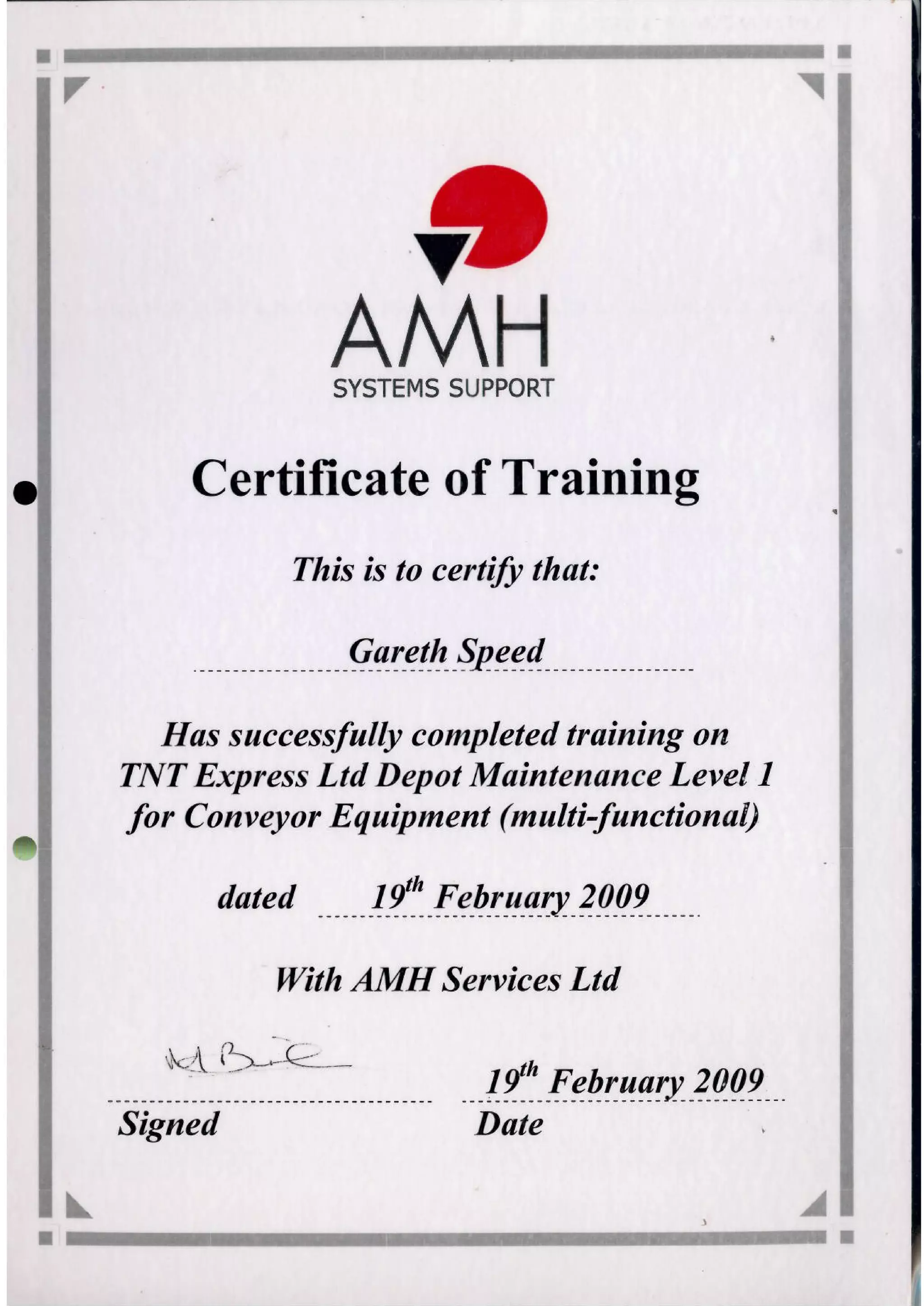 AMH CERTIFICATE | PDF