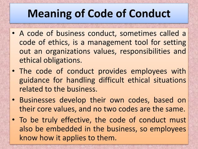 Code of Conduct in Business
