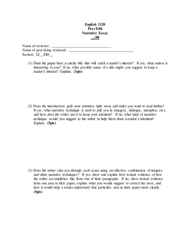 Argumentative Essay High School English Narrative Peer Edit Form Fall Narrative Essay Form Essay Examples High School also Essay About Learning English Language Narrative Essay Form Barcafontanacountryinncom English Essay Pmr