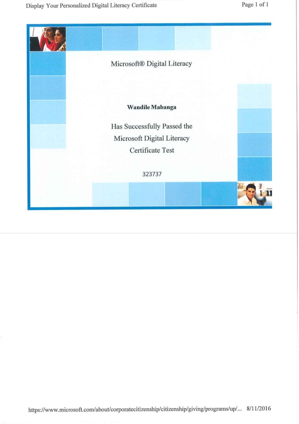 Digital Literacy Certificate