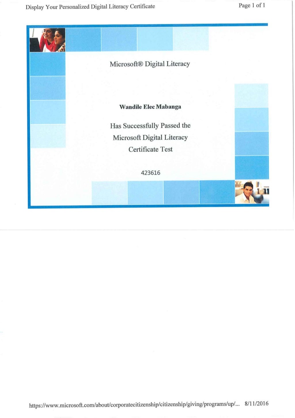 Digital Literacy Certificate Digital Literacy Certificate