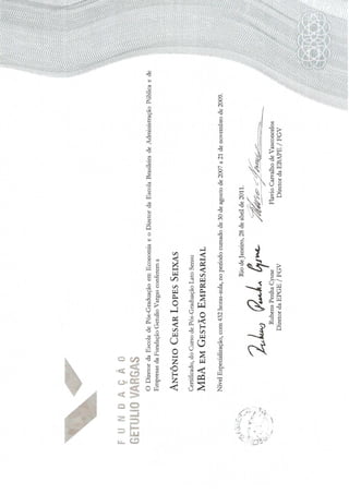 Certificado MBA Gestão Empresarial