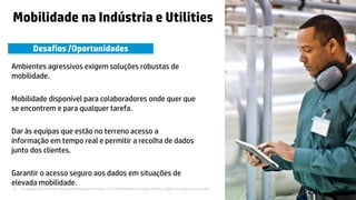 © Copyright 2015 Hewlett-Packard Development Company, L.P. The information contained herein is subject to change without notice.12
Mobilidade na Indústria e Utilities
Desafios /Oportunidades
Ambientes agressivos exigem soluções robustas de
mobilidade.
Mobilidade disponível para colaboradores onde quer que
se encontrem e para qualquer tarefa.
Dar às equipas que estão no terreno acesso a
informação em tempo real e permitir a recolha de dados
junto dos clientes.
Garantir o acesso seguro aos dados em situações de
elevada mobilidade.
 
