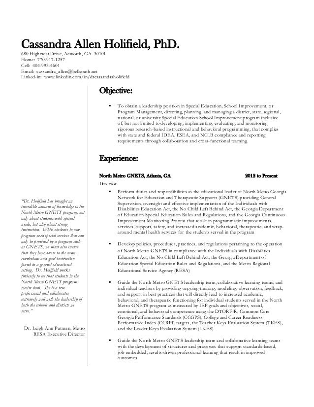 cassandra allen holifield phd resume education based resume