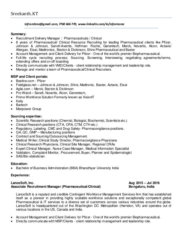 sreekanth resume
