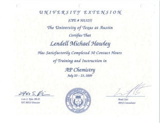 UT - AP Chemistry Training - Certificate