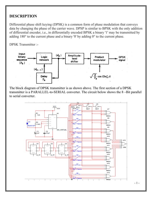 DPSK(Differential Phase Shift Keying) transmitter and receiver