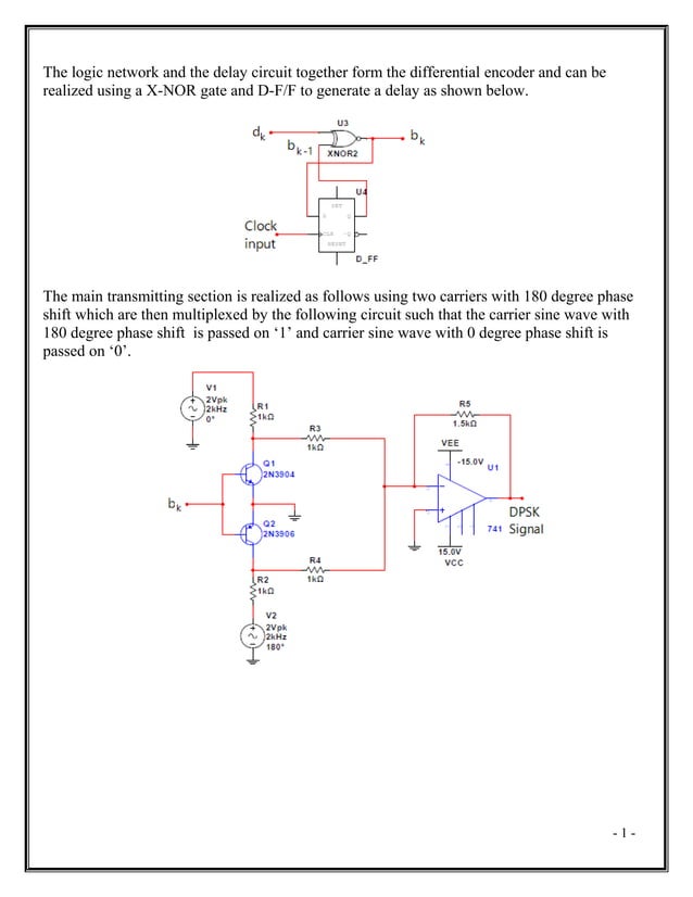 DPSK(Differential Phase Shift Keying) transmitter and receiver