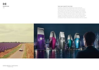 MIGRATION
13
THE CAR IS (NOT?) THE STAR
Fragrance is often the first destination for brands when they
start exploring their stretch options. But it’s also one of the rockiest
roads travelled. Often cheaply franchised (even for luxury marques)
and relatively low priced, the risk is that the fragrance won’t add any
cachet to the brand. Mercedes went down a different path in late 2015.
Its VIP Club Collection of five fine fragrances was created by some
of today’s top perfumers including Olivier Cresp and Alberto Morillas.
Whether the quality of the perfumes can overcome (or support) the
connotations of solid, disciplined German motoring is yet to be decided…
beautiful thinking
 