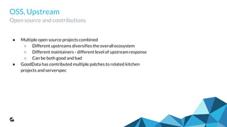 Replaceability
A note on agnostic approach
● Kitchen driver is agnostic to virtualization solution/cloud provider
● Kitchen provisioner is agnostic to configuration management solution
● Serverspec is agnostic to configuration type at all
● Capability to make brave movements in future!
○ Major upgrades like Puppet 3.x to 4.x
○ Change of configuration management solution
○ Using drivers other than Docker for different pipelines (e.g. openstack
driver to test VM image bootability and configuration)
● Same framework can be used for completely different projects and solutions
○ Chef, ansible, salt, different cloud providers and even different test
frameworks - the Test Kitchen approach will be still relevant
 