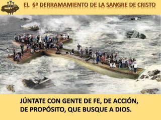 Juntarte con personas adecuadas
Para andar en el propósito de Dios tendrás que:
La gente te influencia.
Es como que el espíritu que hay en ellos comienza a “fluir” a través de tu vida.
Tus formas de pensar, de hablar, de actuar,
son afectadas por las personas con las cuales te rodeas.
Si te juntas con personas negativas, sin fe, sin ánimo, te contagiarás de tal espíritu y
seguramente no tendrás metas ni las alcanzarás.
JÚNTATE CON GENTE DE FE, DE ACCIÓN,
DE PROPÓSITO, QUE BUSQUE A DIOS.
 