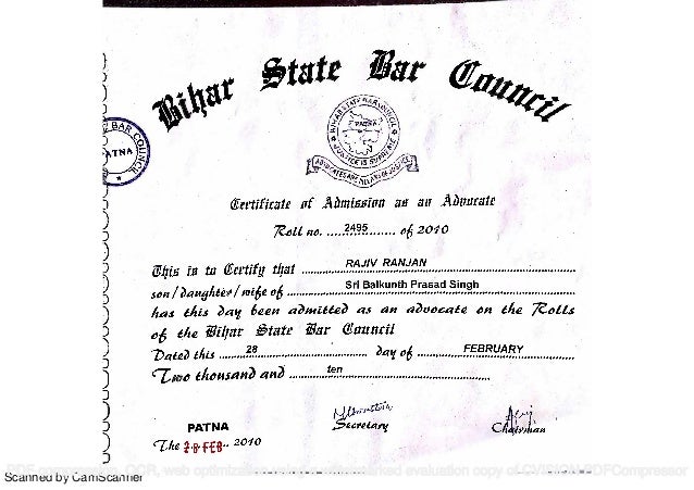 Bar Council Of India Certificate Of Admission Bar Council Of India Certificate Of Admission