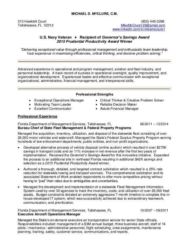 fleet management resume
