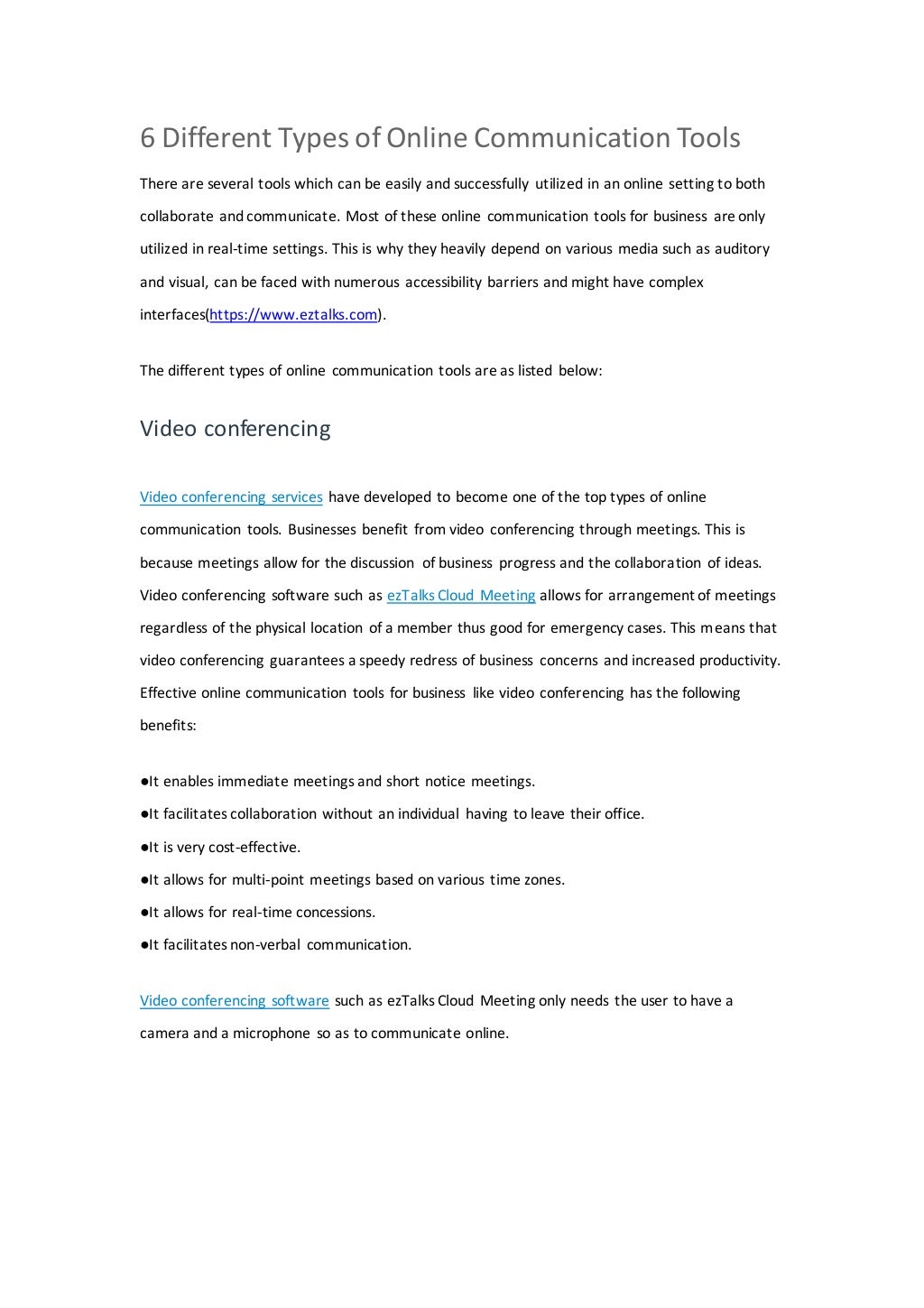 6 different types of online communication tools