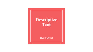Descriptive
Text
By; T. Amel
 