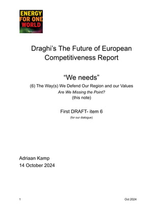 Draghi's Report on The Future of Europe - We needs: Defense- (First ...