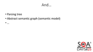 And…
• Parsing tree
• Abstract semantic graph (semantic model)
• …
 