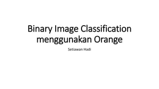 Binary Image Classification
menggunakan Orange
Setiawan Hadi
 