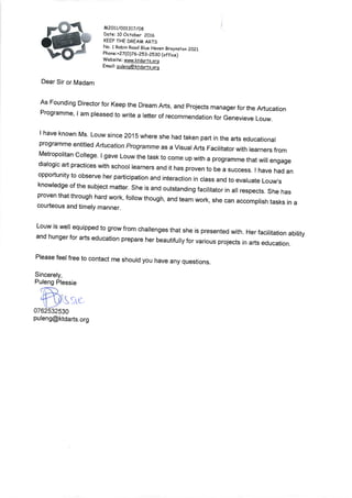 reference letter G Louw