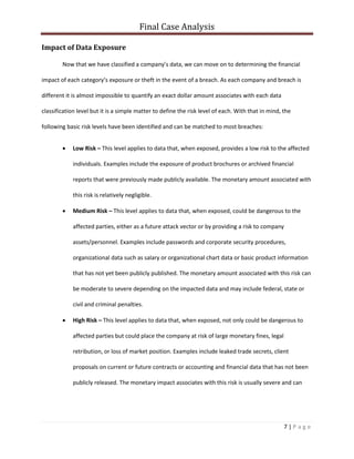 Data Risk Case Study Operational CyberSecurity Final Case Report | PDF
