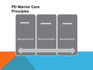 PD Warrior Core
Principles
Neuroprotection Neurorestoration Neuroplasticity
 