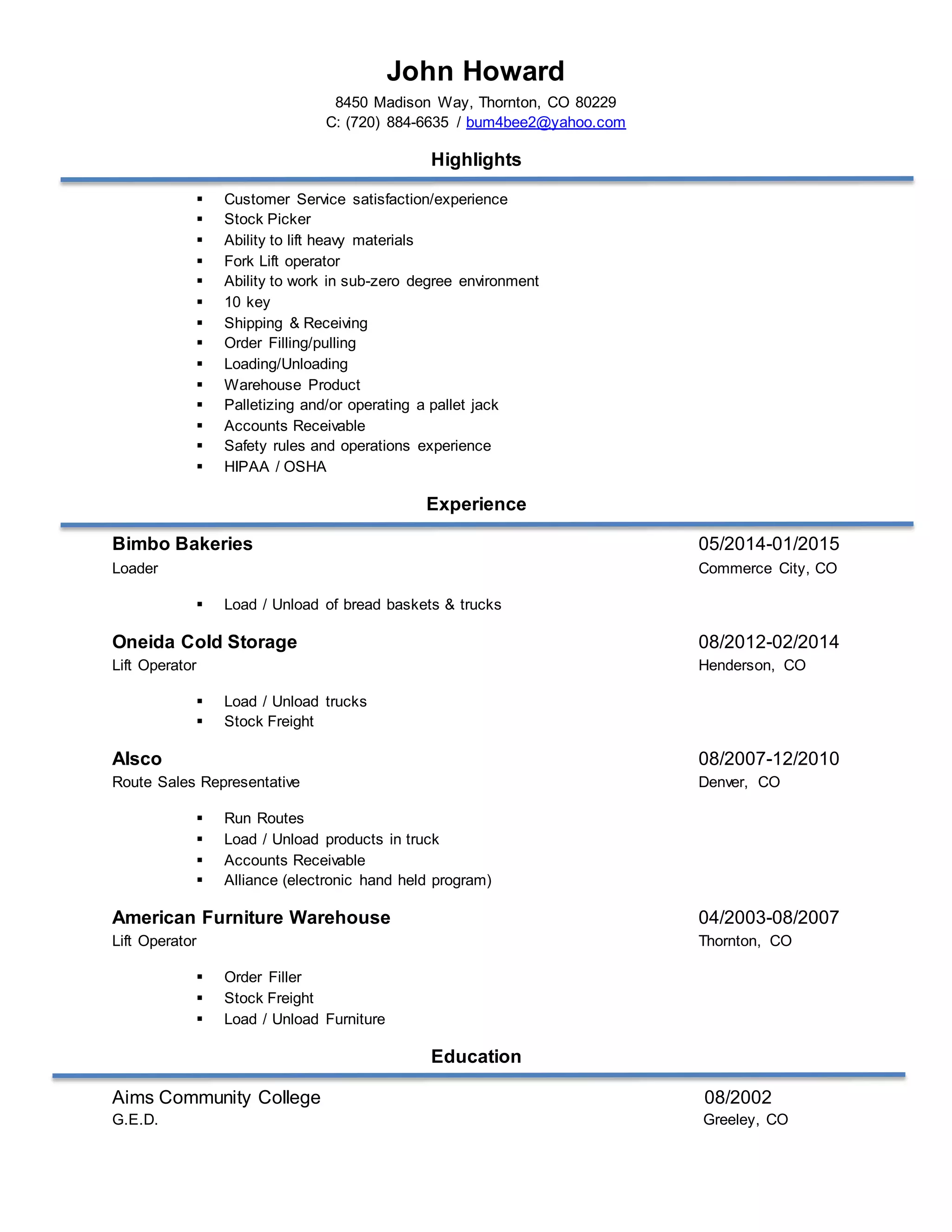 John Resume | DOCX | Logistics | Business