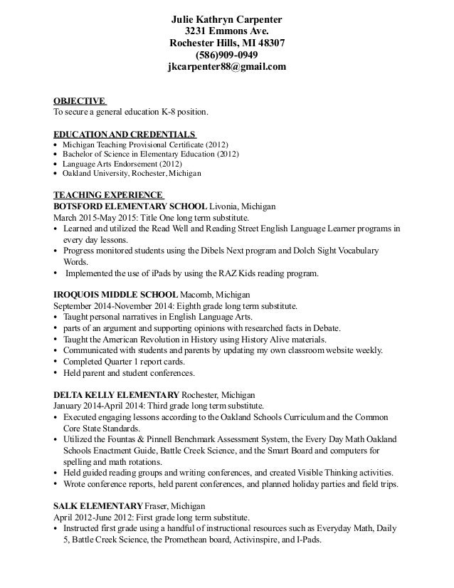 lead carpenter resume