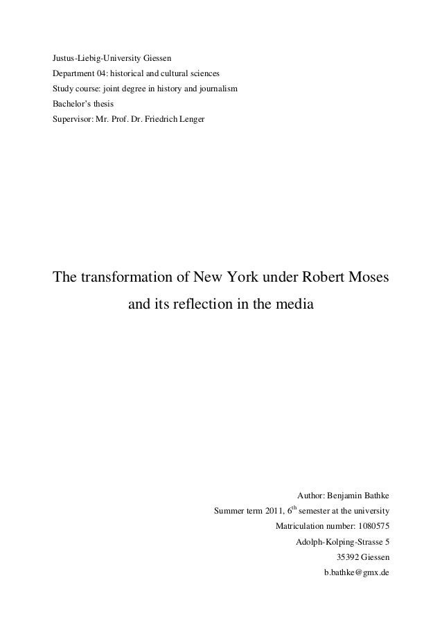 The Restructuring Of New York Under Robert Moses And Its Reflection I