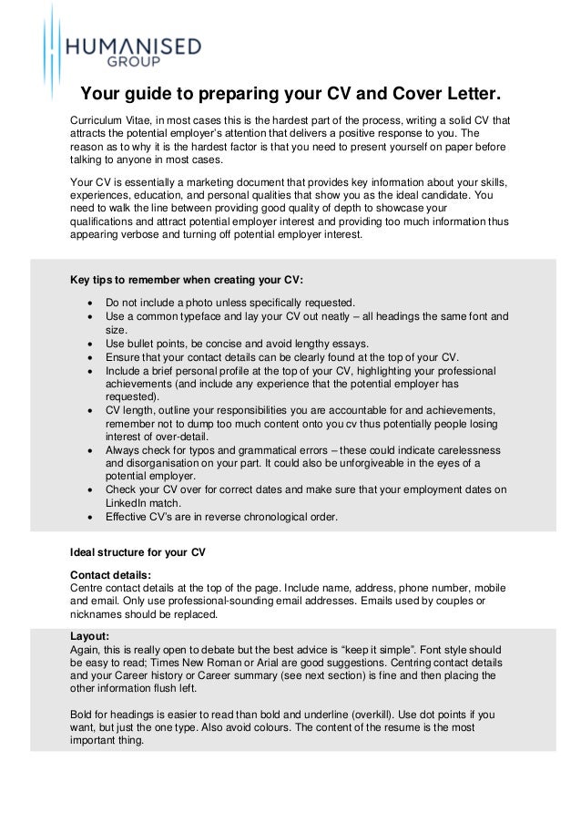 guilde to preparing your cv and cover letter humanised do you need a cover letter with your resume