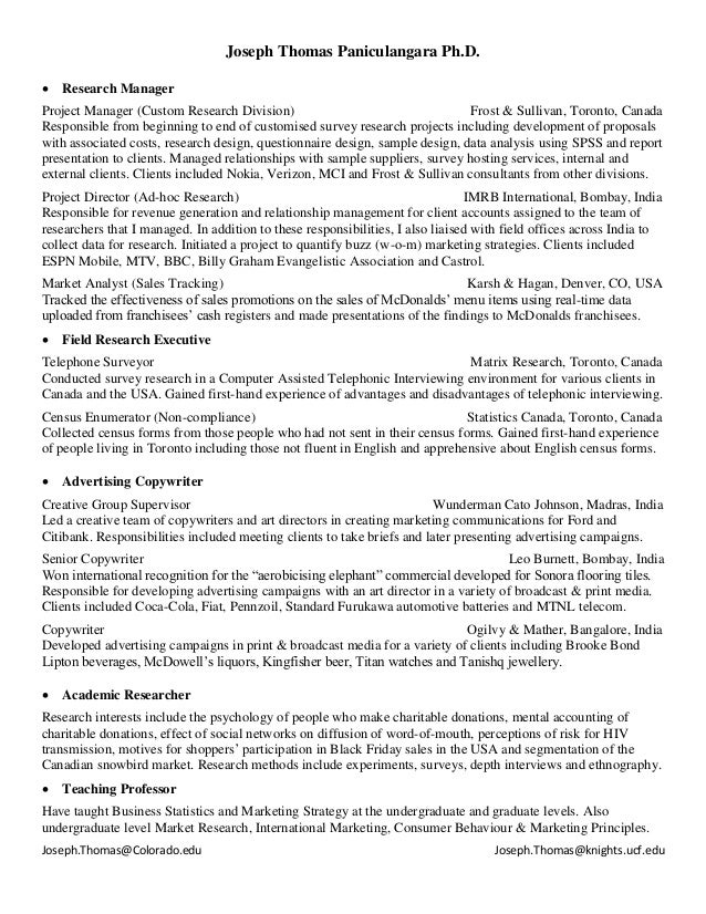 joseph thomas paniculangara resume