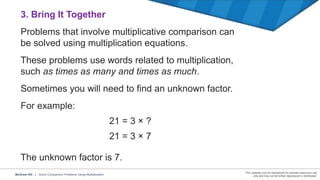 Multiplecation Example Problem Solve Comparison Problems Using Multiplication | PPTX