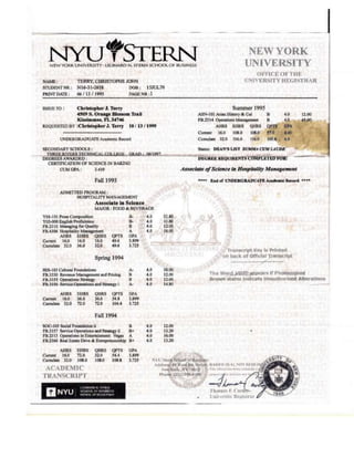 NYU transcript